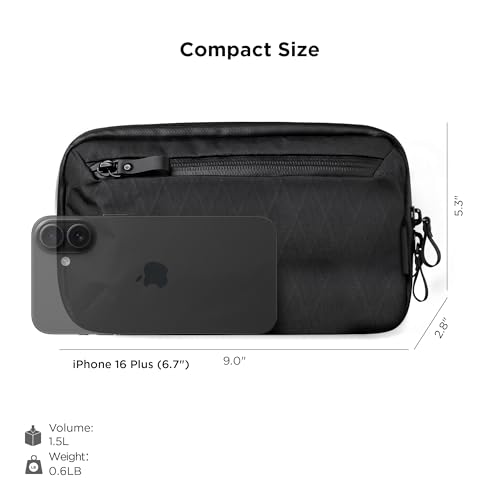 ALPAKA Elements Tech Case Mini - Compact Electronics Organizer, Small Cable Bag for Chargers and Earbuds, Phone Pouch, Travel Accessory Case, Crossbody Sling, Black X-Pac VX42 by ALPAKA - Image 2