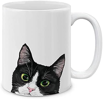 MUGBREW Tuxedo Cat Kitten Ceramic Coffee Mug Tea Cup, 11 OZ
