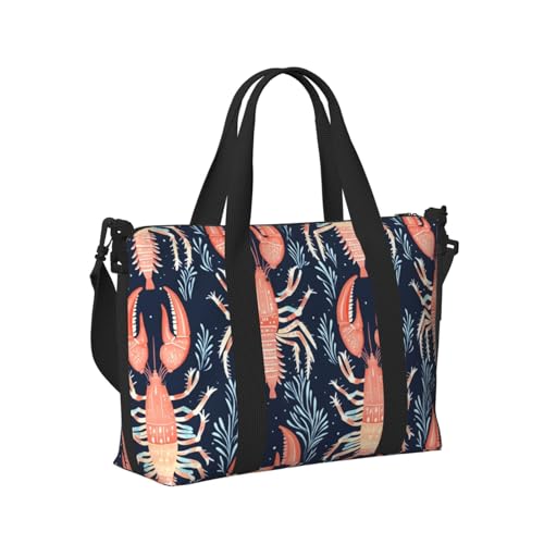 Laptop Tote Bag for Women Work - Vintage Lobster Print Weekender Overnight Bags for Women Travel, Gym Duffle Bag for Men, Personal Item Crossbody Travel Bags for Men Carry On