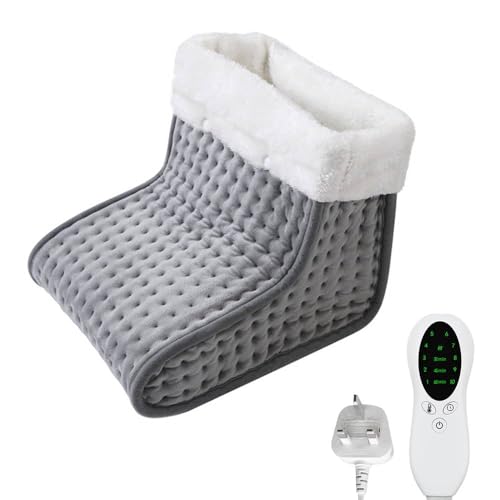 Gobesty Electric Foot Warmer for Women and Men, Cold Feet Warmers, Cosy Heated Foot Warmer for Cold Feet with 10 Heat Settings and 3 Timer Settings, Heating Pad for Foot, Machine Washable Lining(Grey)