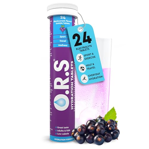 O.R.S Electrolytes Tablets for Reducing Dehydration | Oral Hydration Salts Tablet for Travel Sports Fasting & Recovery | Vegan Gluten-Free & Low-Calorie Electrolyte Replacement Drink Blackcurrant