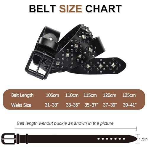 Studded Belt Metal Punk Rock Rivet Belts for Women, Men, Vintage Grommet Belt Gothic Genuine Leather Belts for Jeans3