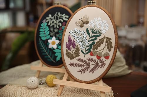 Maydear 4 Pack Embroidery Starter Kit with Pattern, Stamped Cross Stitch Kits for Beginners Adults with Embroidery Hoop and Instructions, Hand Embroidery Kit Cross Stitch Kits Stamped