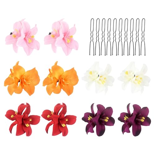 10 Pièces De Pinces À Cheveux Tropicales en Forme De U, Accessoires De Fleurs D'Orchidées Artificielles