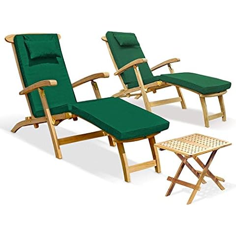 Jati Teak Steamer Chair Set with Cushions Cover