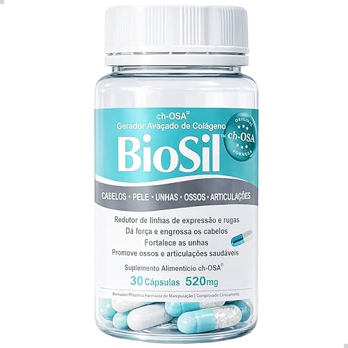 BioSil Silício ch-OSA® | Colágeno | Pele Cabelo Unhas | 30 Cápsulas Silicio Orgânico silício biodisponível Estabilizado em Colina