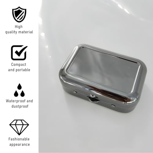 Image of Mini Portable Ashtrays, Metal Pocket Dustproof Car Ash Tray with Lid, Compact Square Windproof Car Cigar Ashtrays, Decorative Cigarette Snuffers Ashtray for Car Home Office (Black)