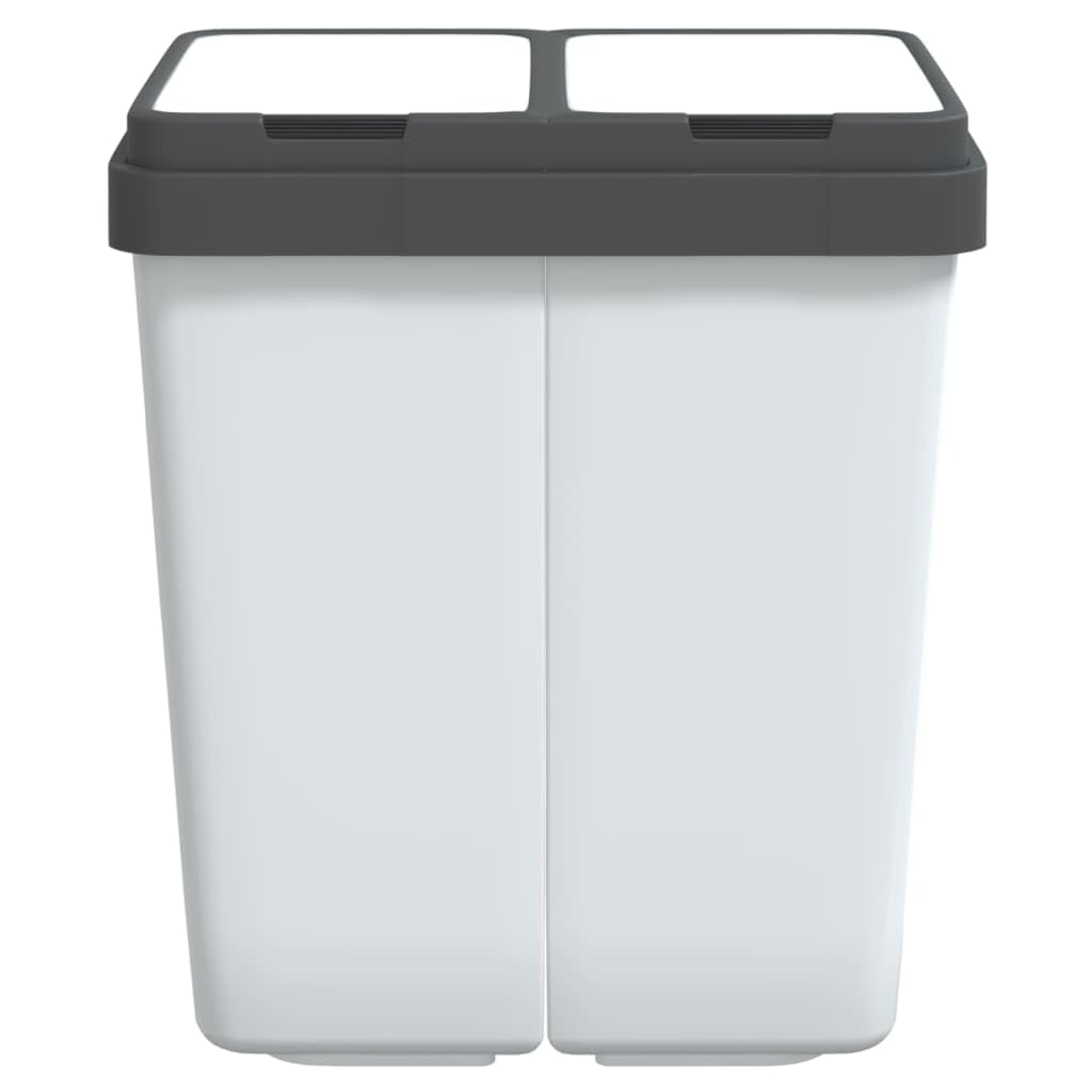 Duo Mülleimer Weiß 2x25 L Abfalleimer mit Trennsystem, Recycling, Pedaldeckel, geruchsdicht, Softclose, für Küche, Bad, Büro, langlebiges PP, einfache Reinigung, Müllsammler