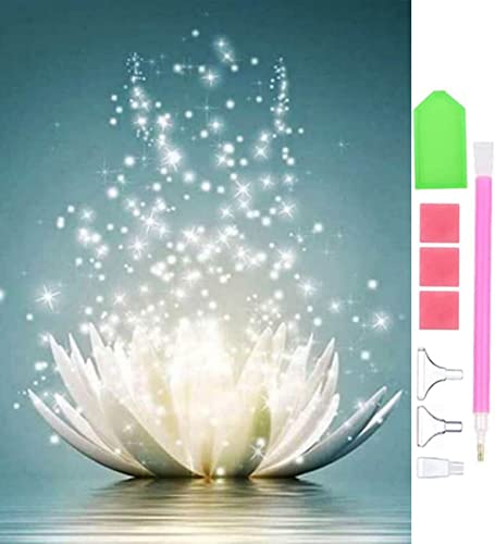 Peinture Diamant Lotus, BetterJonny DIY 5D Diamond Painting Kit Complet Diamant Painting Fleur Broderie Diamant Kit Diamond Painting Broderie Kit pour la Deco Chambre Home Décoration Murale, 40X30cm Cover