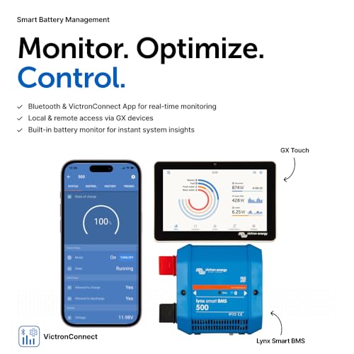 Image of Victron Energy Lynx Smart BMS 500 M8 - Battery Management System | For Smart Lithium Batteries, Bluetooth Monitoring, 500A Shunt, Pre-Charge, Contactor, Blue