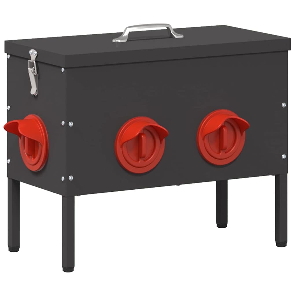 Comedero para gallinas 2 piezas de metal negro, diseño moderno para interior y exterior, dimensiones 41,5 x 20,5 x 33 cm, construcción robusta de acero, fácil de limpiar, ideal
