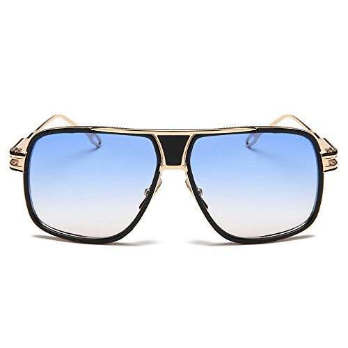 Image of Aviator Sunglasses for Men Retro Fashion Gold Oversized 70s shades