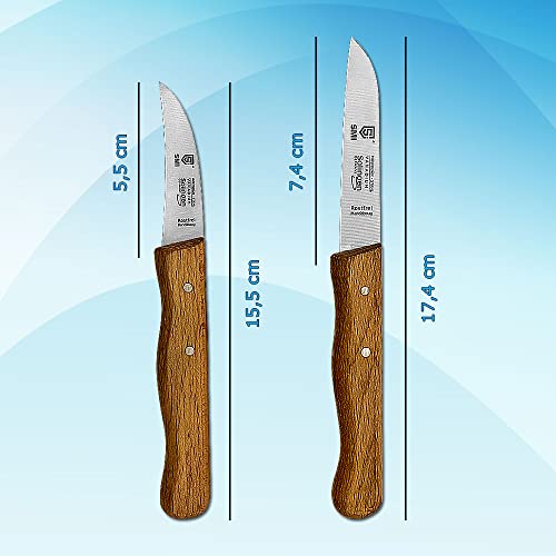 Smi Solingen Paring Knife Set Wooden Handle Peeling Knife For Fruits And Vegetables Straight & Curved Stainless Steel Blade Solingen Knife - German Made #TOP1
