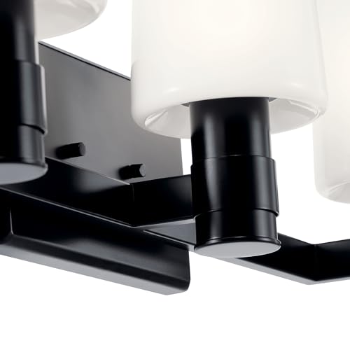Image of Kichler Adani 3-Light Bathroom Vanity Light Fixture, Modern Wall Lighting with Opal Glass in Black for Bathroom or Powder Room Over Mirror (8.25 inch x 24 inch), 55176BK