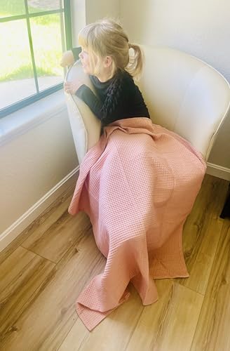 Image of Soft & Cozy Baby Waffle Blanket 43x40in Nursery Blankets for Boys Girls Swaddle Neutral Lightweight Baby and Toddler Throw Blanket recieving Blanket (Dusty Pink)