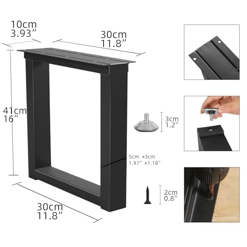 Rioychan 16 Inch Metal Table Legs, Replacement Furniture Legs Set of 2 for DIY Coffee Tables, Modern Desks, Night Stands, Bench, Sofa, etc with Heavy Duty Iron and Industrial Design, Rectangle Shape by Rioychan - Image 4