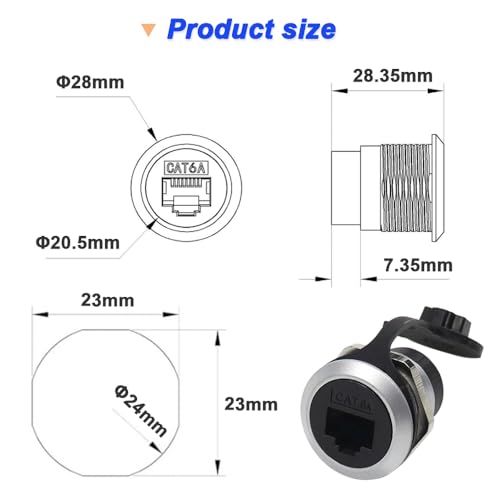 Conector panel RJ45 CAT6 blindado con tapa impermeable miniatura 3
