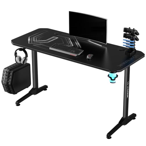 ULTRADESK FRAG V3 Computertisch Gaming-Schreibtisch - Gaming Tisch Stahlkonstruktion - Platz für Zwei Monitore - Futuristische Formen - Beinfreiheit und Mehr - Inklusive Zubehör - 140x60cm - Weiß