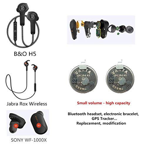 (Pacote com 2) CP1254 A3 Bateria de substituição para Jabra rox B&O H5 Fitbit Pulseira Óculos de ouv