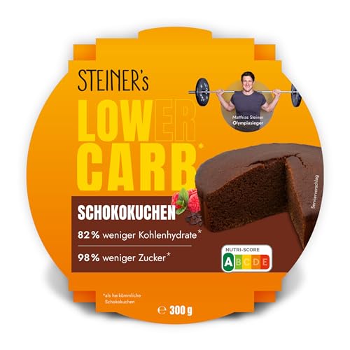 STEINER´s Low Carb Schokokuchen | 82% weniger Kohlenhydrate | 98% weniger Zucker | glutenfrei | ballaststoffreich | ohne Konservierungsstoffe | lange haltbar (Schokokuchen, 300g)