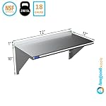 AmGood 72" Long X 12" Deep Stainless Steel Wall Shelf | NSF Certified | Appliance & Equipment Metal Shelving | Kitchen, Restaurant, Garage, Laundry, Utility Room - Image 3