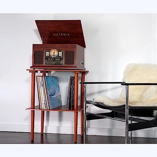 Victrola Wooden Record Stand – Companion Piece for Victrola Music Centre, Holds Over 50 Vinyl Records, Elegant Real Wood Construction, No-Tool Assembly (Espresso)