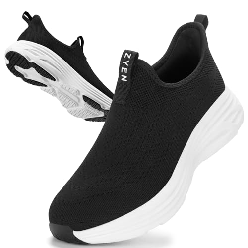 ZYEN Mens Walking Shoes Easy Wear Design Athletic Sneakers Lightweight Breathable Laceless Comfortable Tennis Sneakers Casual Travel Gym Work Shoe2