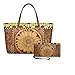 Lotusorchid Vintage Sunflower Purses for Women, 2 PCS Purse and Wallet Set for Women, Large Capacity Handbag Wallet Combo, Light Tote Top Handle Bag with Wallet Purse, Brown and Yellow