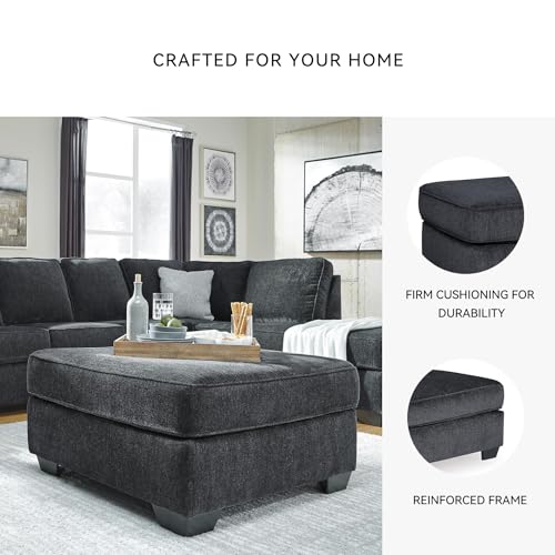Image of Signature Design by Ashley Altari Oversized Square Ottoman, Slate Gray | Cozy chenille, Durable and comfortable cushions, Relaxed lounging, Versatile 36 in stable coffee table footprint
