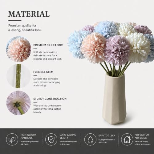 Image of Mandy's 12pcs Artificial Multicolor Ball Chrysanthemum Flowers