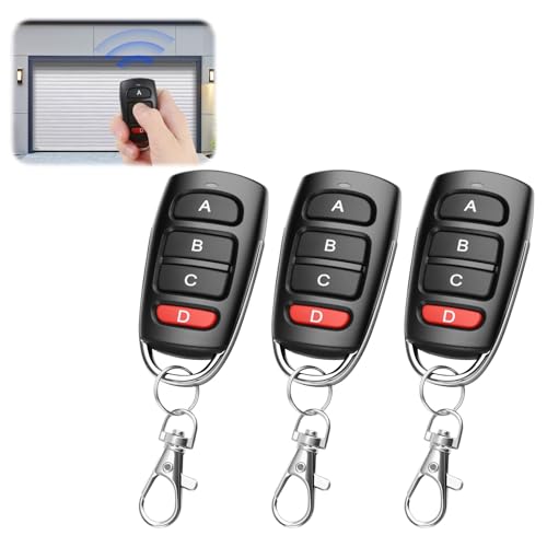 Mando Garaje Universal 433Mhz 3 Pcs Mando a Distancia Puerta Garaje Clonador de 4 Botones Alcance de 50 Metros Duplicador Código Fijo Compatible con 2260, 2262, PT2264, 5326, 2240,1527