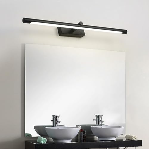 Apliques de pared LED de 56cm con iluminación larga para espejo de baño y luz neutra negra