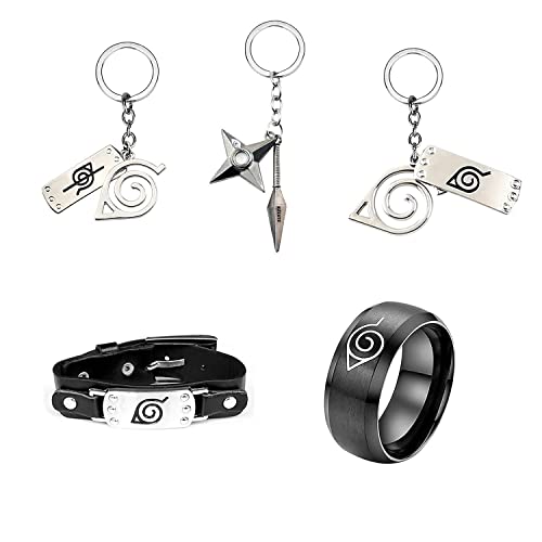 YESSINC Accessoires Anime Cosplay Porte-clés Anneau Bracelet Konoha pour Fans Enfant Ninja Costume Props Cover