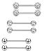 Jstyle 3 Pairs 14G 316L Stainless Steel Nipple Rings Piercing Body Jewelry Barbell CZ Tongue Rings S