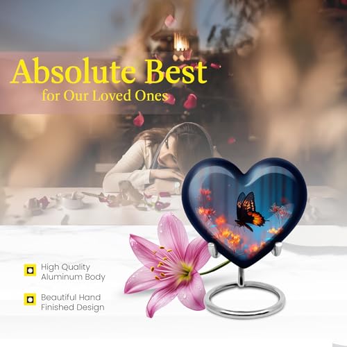 Image of Butterfly Urn - Tiny Cremation Urn for Human Ashes Adult Female - Small Cremation Urns for Ashes for Women - Burial Urns - 3 Inch Set of 4