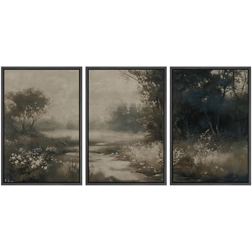 MUDECOR Framed Wall Art Print Set Vintage Landscape Subtle Forest