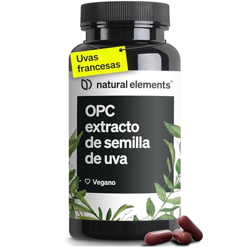 OPC extracto de semilla de uva - 90 Cápsulas de alta dosis veganas - Suministro para 3 meses - Fuente antioxidante natural OPC de uvas francesas - Probado en laboratorio en Alemania