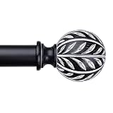 Wolistsa Black Curtain Rod 36-91 Inch, Decorative Window Treatment Rods