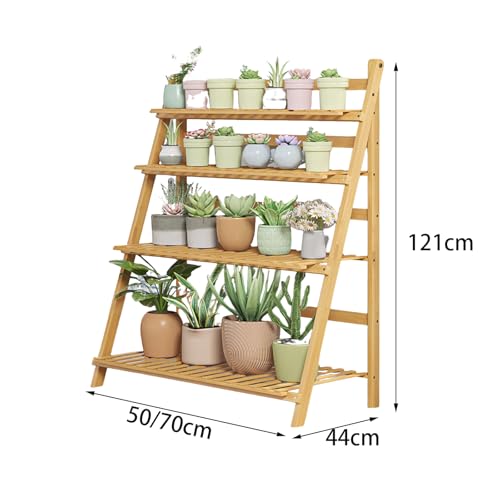 Étagère à plantes extérieur support fleurs pliable bambou - 3