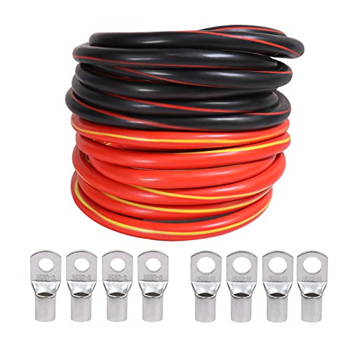 6 Gauge Battery Wire Kit, 6 AWG Automotive Welding Power Cable with SC Cable Lugs, For RV, Solar, Truck and Generator Inverter Wiring