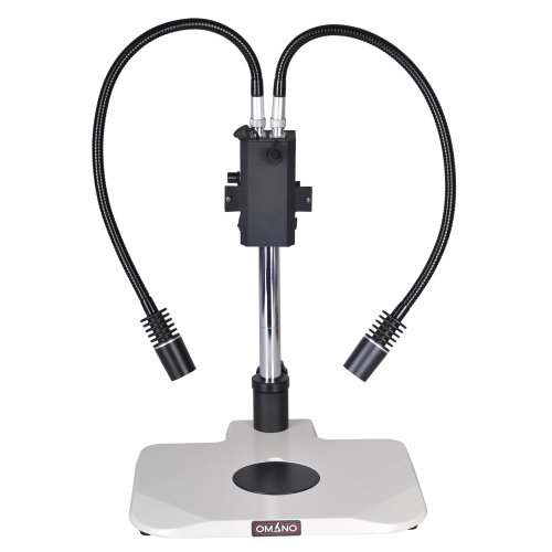 Omano DP6 - Microscope Illuminator - 6W LED - Dual Pipe Gooseneck Light Guides - Attaches to Pole Stand - 300 Lumens