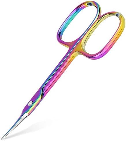 Glamne Cuticle Scissors Extra Fine for Manicure and Pedicure, Precise Pointed Tip Curved Blade Nail Scissors for Eyebrow, Eyelash, Trim Nail and Dry Skin