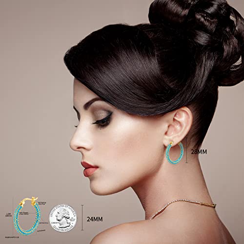925 Sterling Silver Post Hoop Earrings For Women Gilrs Turquoise 14K Gold Plated Chunky Gold Hoop Earrings Weinuo Jewelry #TOP1