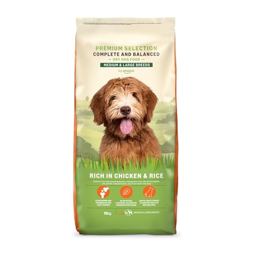 Marca Amazon - Lifelong - Alimento seco completo para perros adultos rico en pollo y arroz, 15 kg (Paquete de 1)