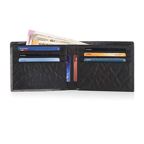 Image of Police Men's Genuine Leather Slim RFID Blocked Wallet with 6 Card Slots, 2 Currency Compartments, 2 Slip-in Pockets | Gifts for Gents - Black /Navy /Stone