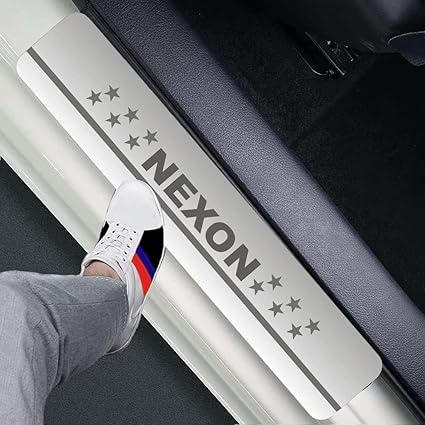 Sill Plate Door Foot Step in Stainless Steel Non led Self-Adhesive Car Door Entry Guard Protector Nexon (Set of 4 Pcs)-picture-24