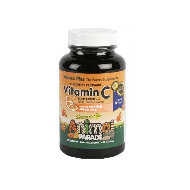 Animal Parade Vitamina C – Nature’s Plus – 90 Comprimidos Masticables | Refuerzo Inmunológico Infantil | Sabor Natural a Naranja | Sin Azúcar Refinado | Apto para Vegetarianos