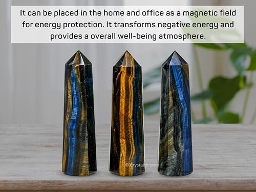 Image of Crystal Heaven Certified Multi Tiger Eye Crystal Tower Obelisk Point For Chakra, Healing & Balancing-Aaa Grade Original Certified Gemstone Agate For Reiki Meditation Yoga Spiritual (3-4 Inches)