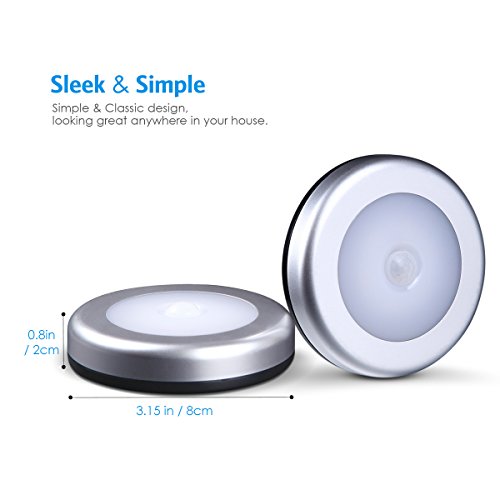 Image of AMIR Upgraded 3.15 inch Motion Sensor Light, Cordless Battery-Powered LED Night Light, Stick-Anywhere Closet Lights Stair Lights, Safe Lights for Hallway, Bathroom, Bedroom, Kitchen (White - Pack of 6)
