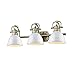 Golden Lighting 3602-BA3 AB-WH Duncan Bath Fixture, Aged Brass with White Shades